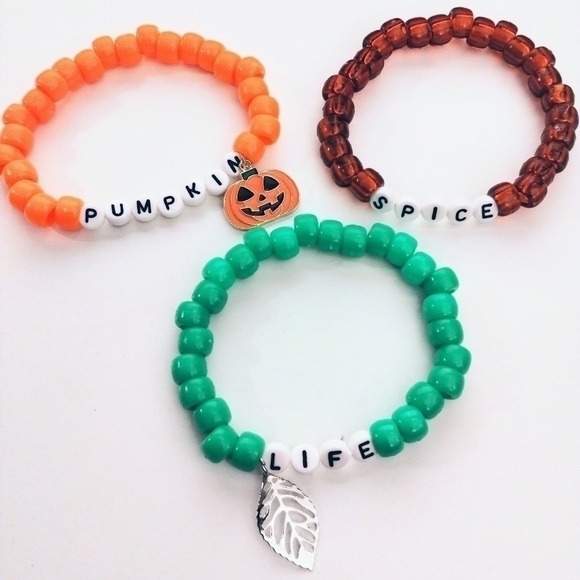 STACKABLE Charm Halloween Fall Pumpkin Spice Life Kandi Bracelets - Picture 6 of 6